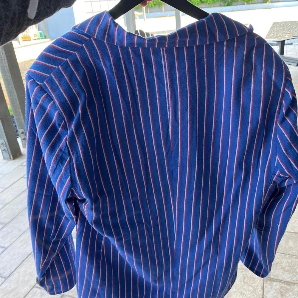 Men's Royal Blue Pinstripe Single Button Casual Blazer